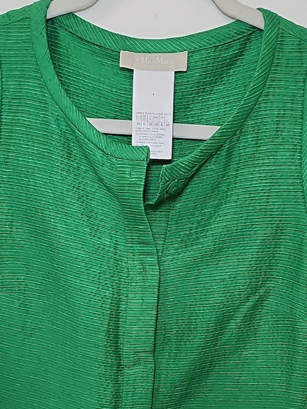 Max Mara Kelly green silk blend shift mini Dress textured finish Size 6 - Picture 9 of 16